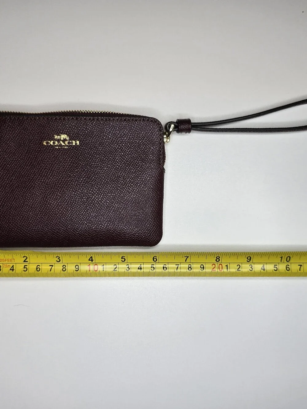 Coach Corner Zip Wristlet Crossgrain Leather Merlot Burgundy CV396 6